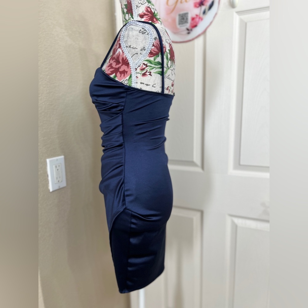 Windsor Midnight Blue Satin Mini Dress - Picture 5 of 10